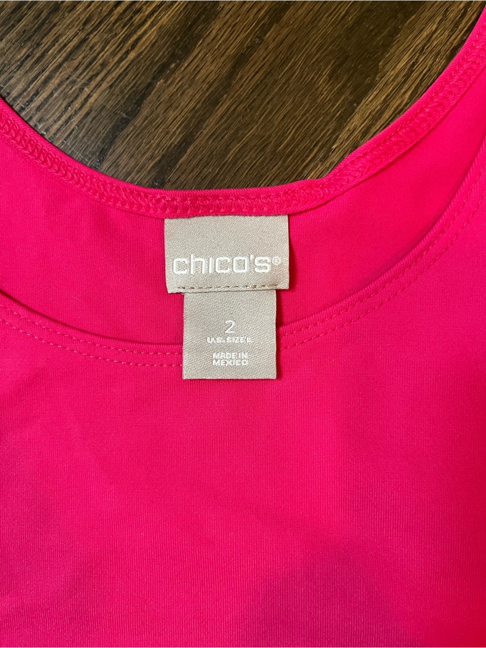 Chico's Bright Pink Scoop Neck Tank stretch Chicos sz 2 (12-14) never worn - Picture 3 of 4